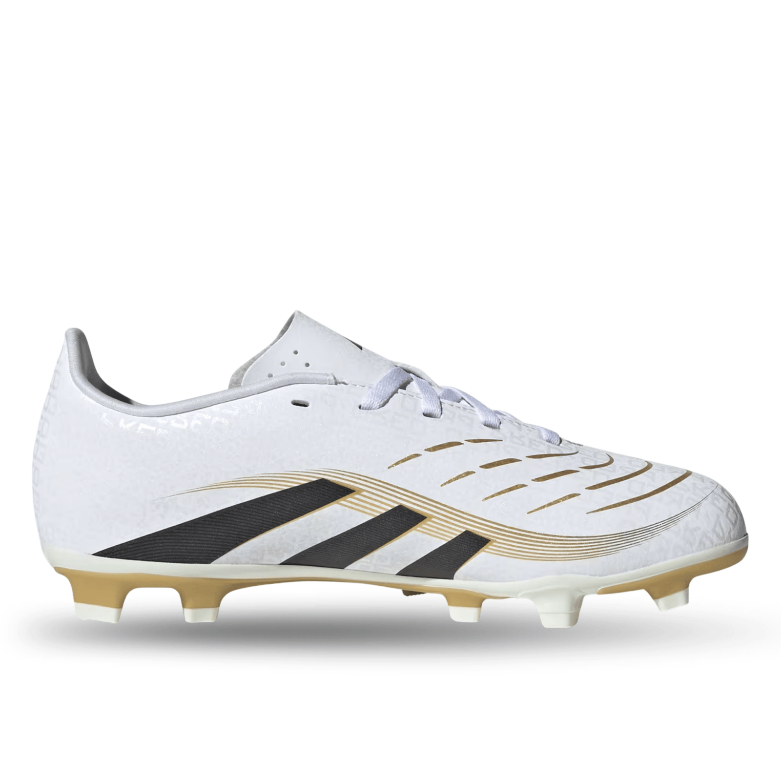 adidas Youth Jr. Predator Club Firm Ground Multi Ground Junior Soccer Cleats (White/Black/Gold Metallic) | SoccerWearhouse