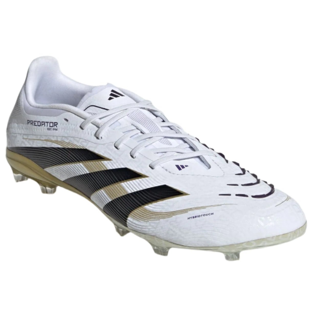 adidas Youth Jr. Predator Elite Junior Firm Ground Cleats (White/Black/Gold Metallic) | SoccerWearhouse