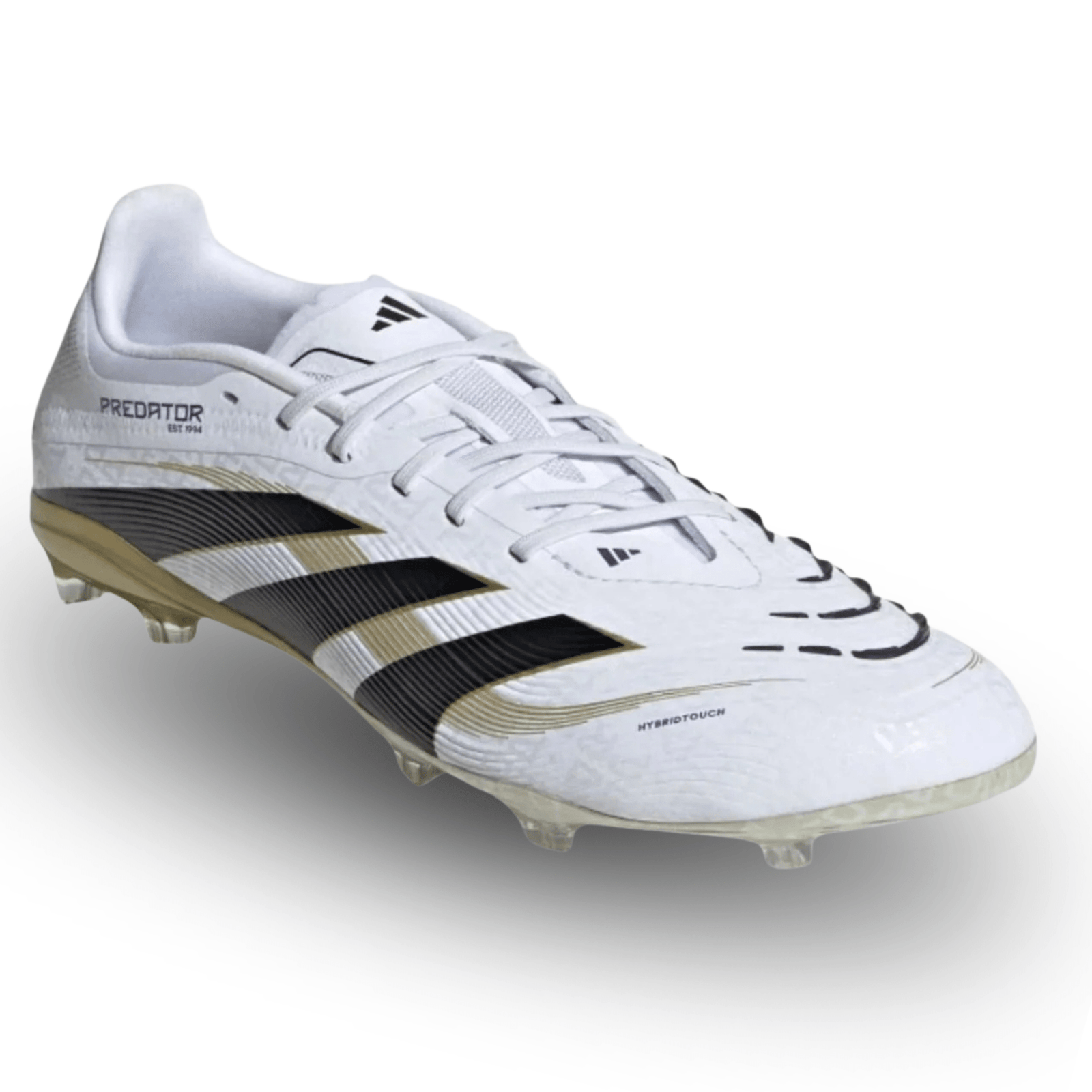 adidas Youth Jr. Predator Elite Junior Firm Ground Cleats (White/Black/Gold Metallic) | SoccerWearhouse