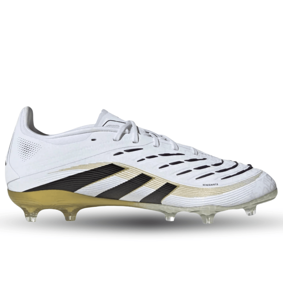 adidas Youth Jr. Predator Elite Junior Firm Ground Cleats (White/Black/Gold Metallic) | SoccerWearhouse