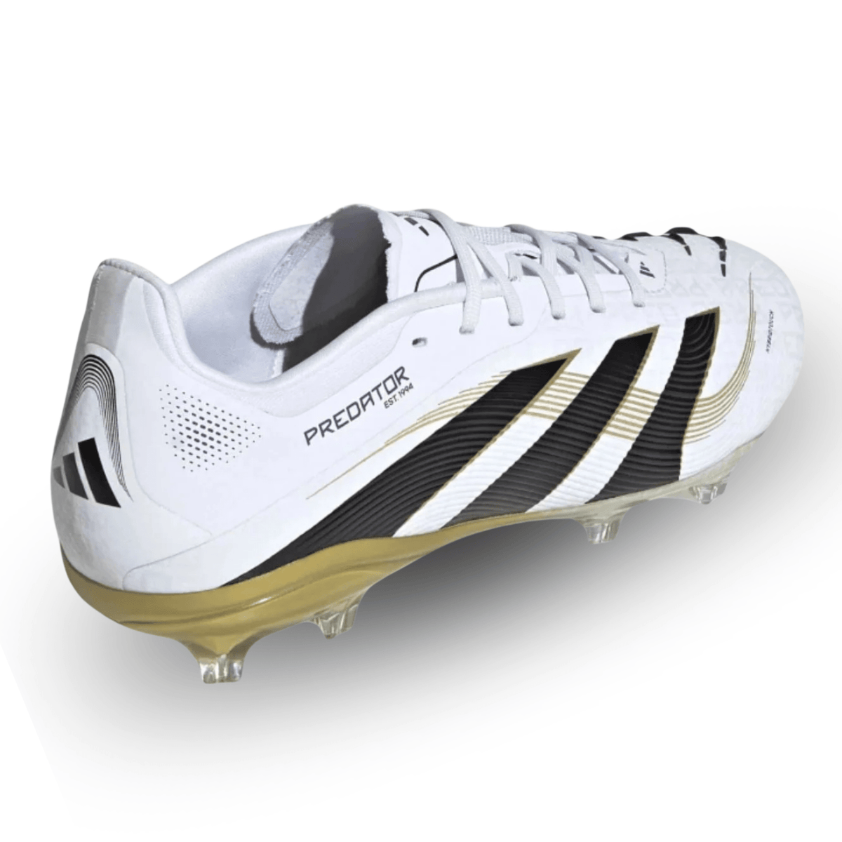 adidas Youth Jr. Predator Elite Junior Firm Ground Cleats (White/Black/Gold Metallic) | SoccerWearhouse