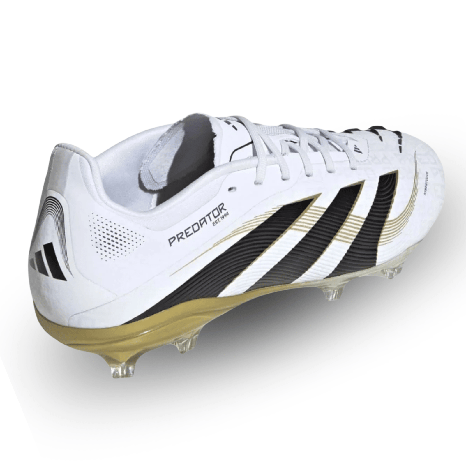 adidas Youth Jr. Predator Elite Junior Firm Ground Cleats (White/Black/Gold Metallic) | SoccerWearhouse