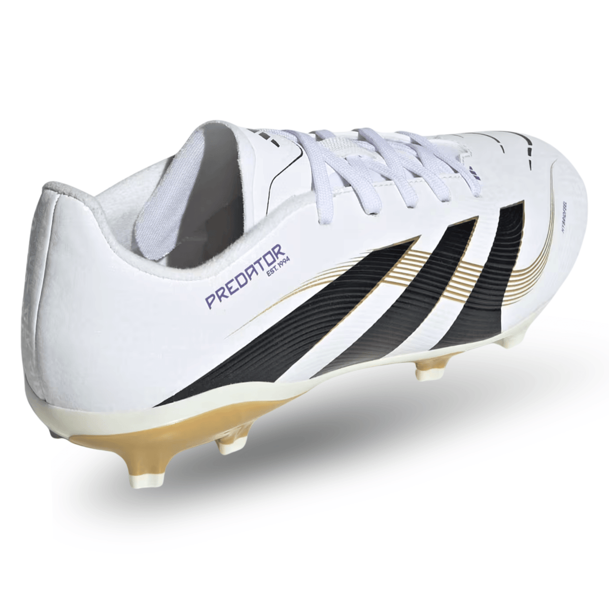 adidas Youth Jr. Predator League FG/MG Junior Soccer Cleats (White/Black/Gold Metallic) | SoccerWearhouse