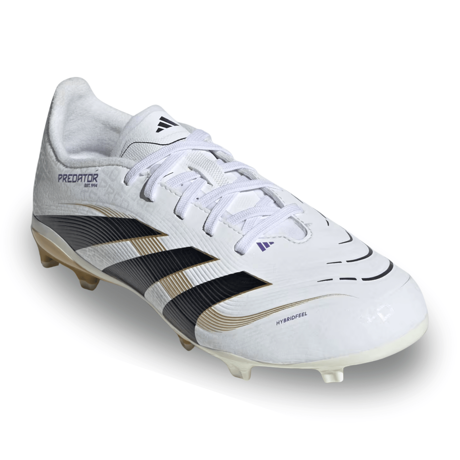 adidas Youth Jr. Predator League FG/MG Junior Soccer Cleats (White/Black/Gold Metallic) | SoccerWearhouse