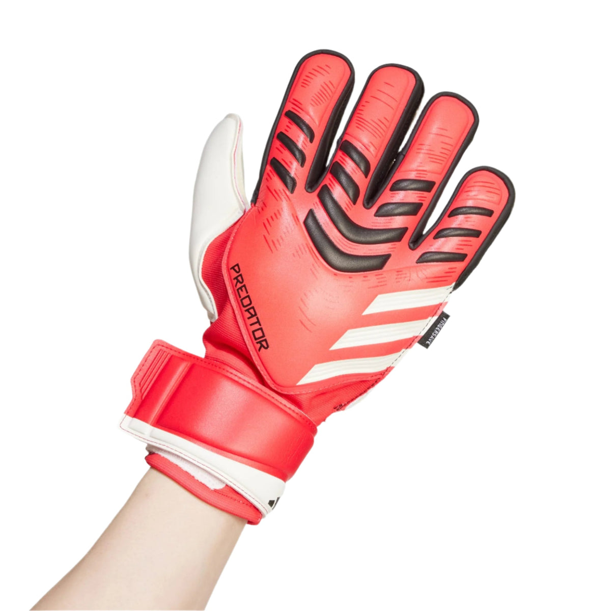 adidas Youth Jr. Predator Match Fingersave Glove J (Black/Lucid Red) | SoccerWearhouse