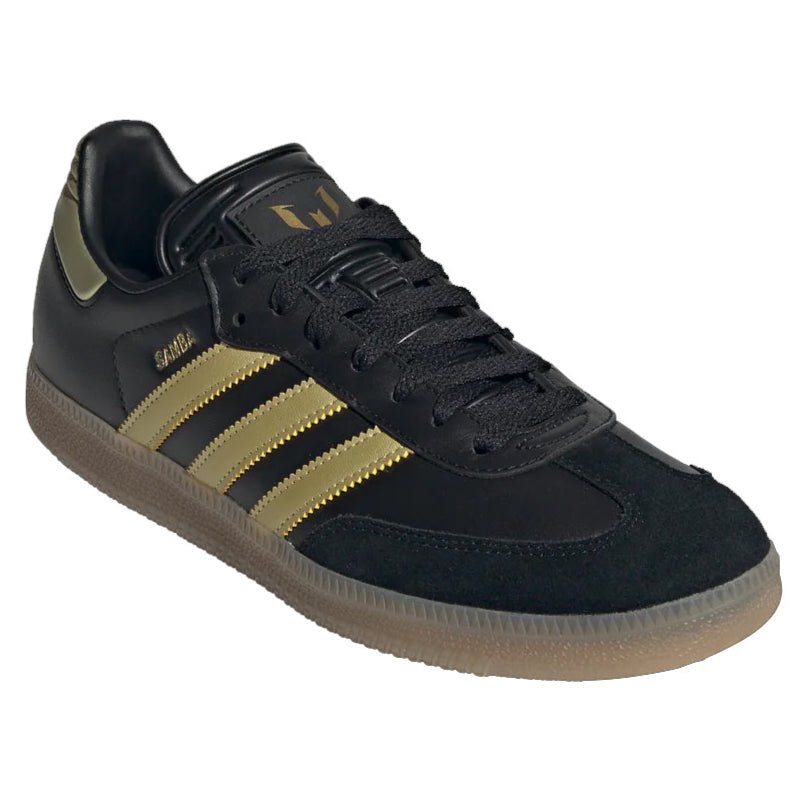 adidas Youth Jr Samba Messi J Indoor Shoes (Black/Gold Metallic/Gum) | SoccerWearhouse