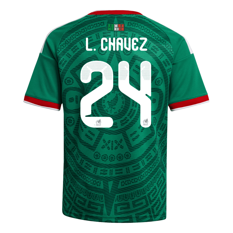 adidas Youth L. Chavez Mexico 2026 Home World Cup Jersey (Bold Green)