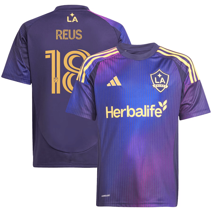 adidas Youth LA Galaxy Marco Reus Away Jersey 25/26 (Purple) | SoccerWearhouse