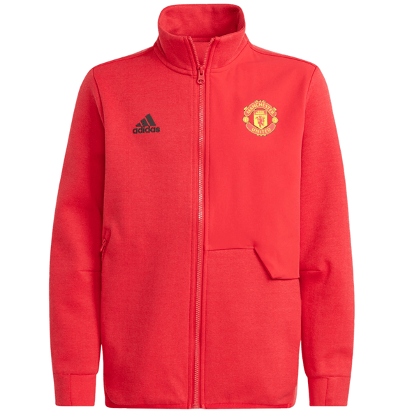 adidas Youth Manchester United Anthem Jacket 23/24 (Red) | SoccerWearhouse
