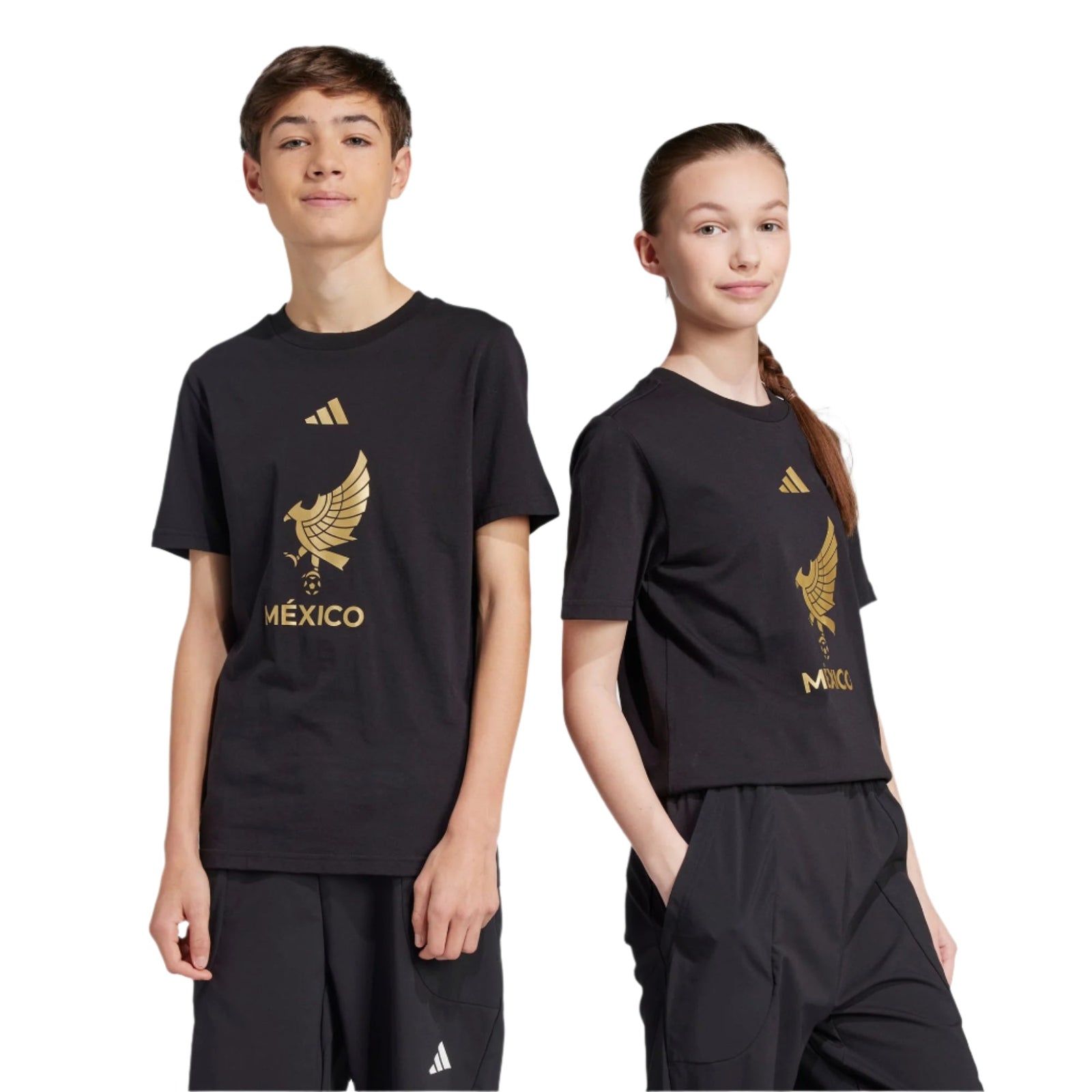 adidas Youth Mexico DNA T-Shirt (Black/Gold) | SoccerWearhouse