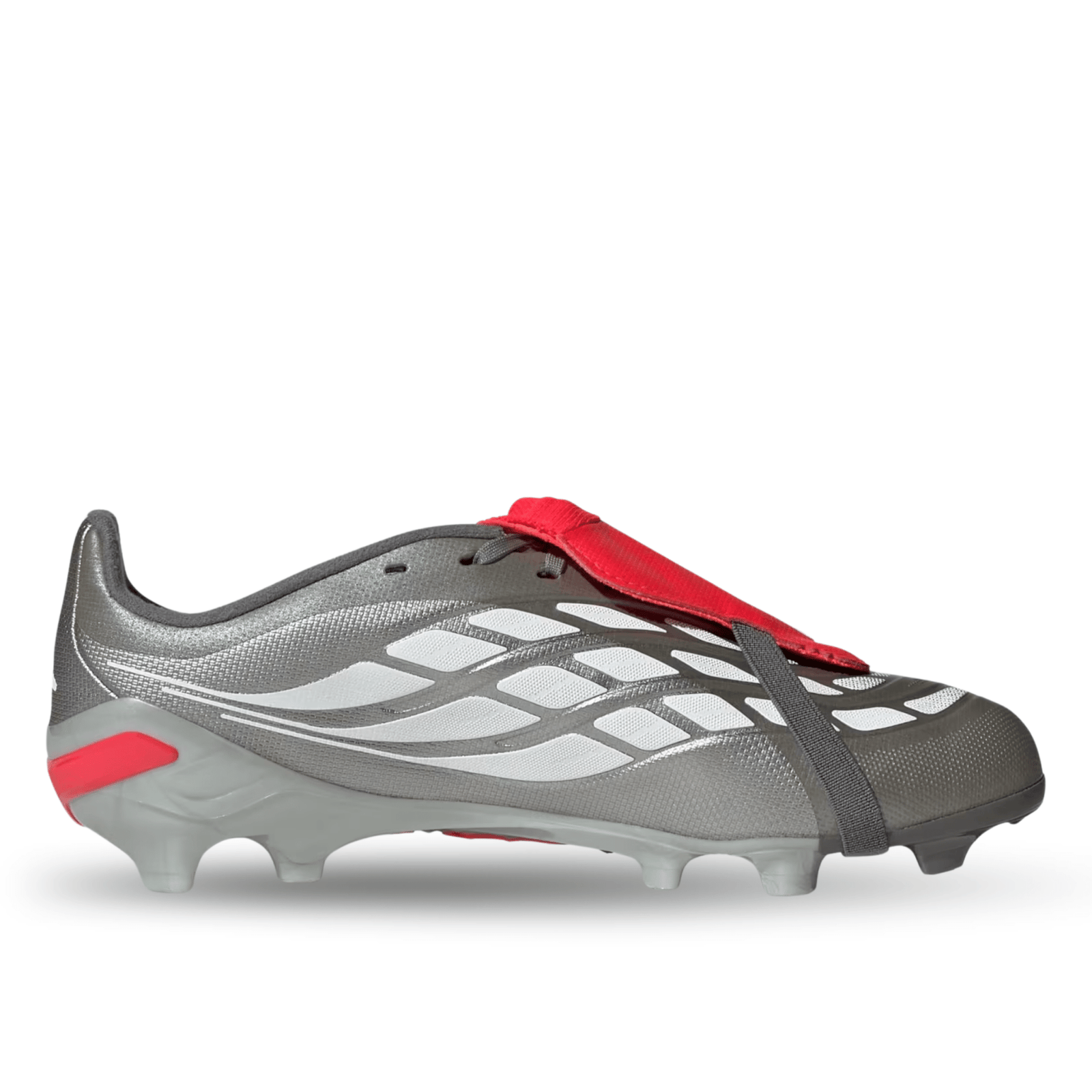 adidas Youth Predator League Fold Tongue FT FG J Soccer Cleats (Iron Metallic/Lucid Red) | SoccerWearhouse