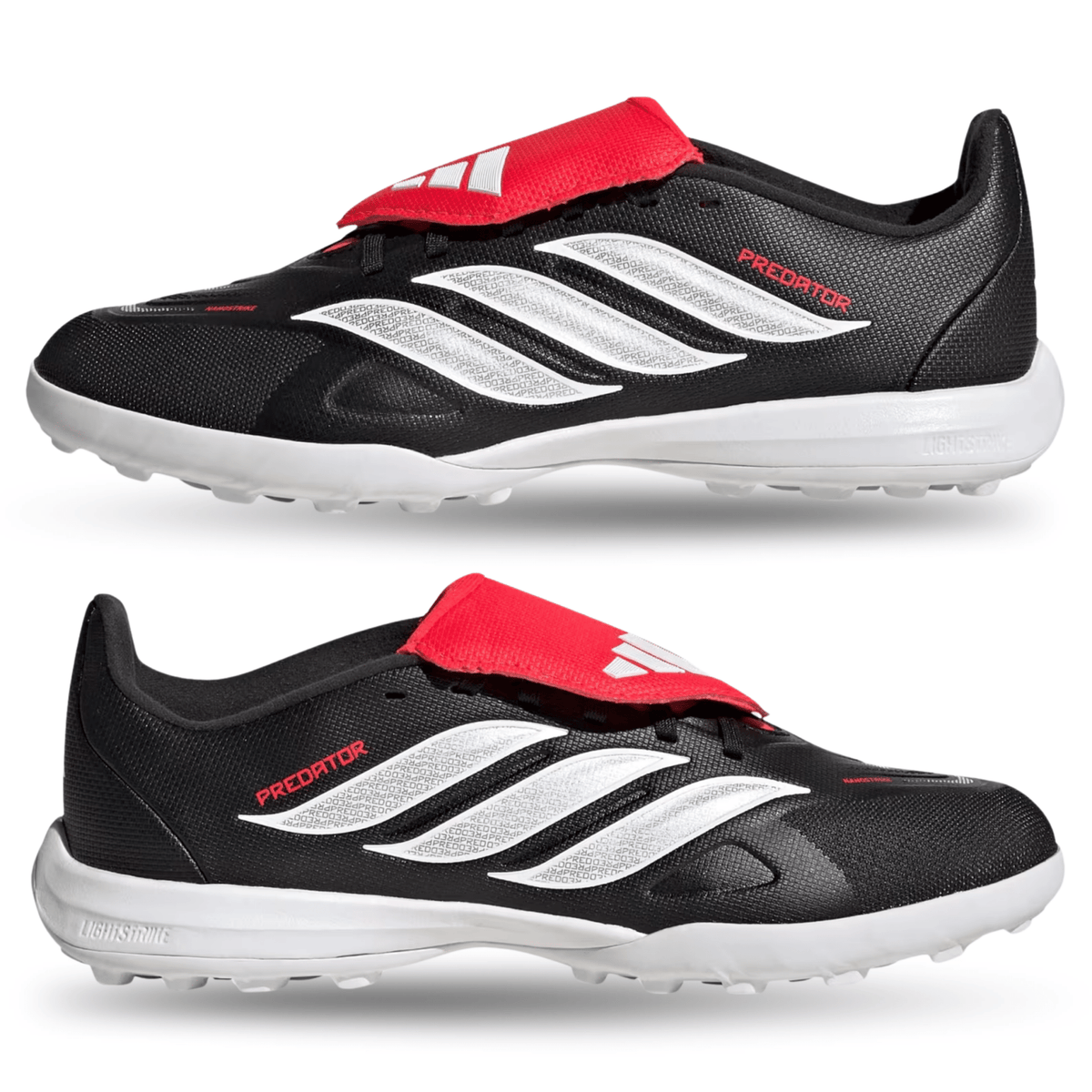 adidas Youth Predator League FT Turf Soccer Shoes (Black/White/Lucid Red) | SoccerWearhouse