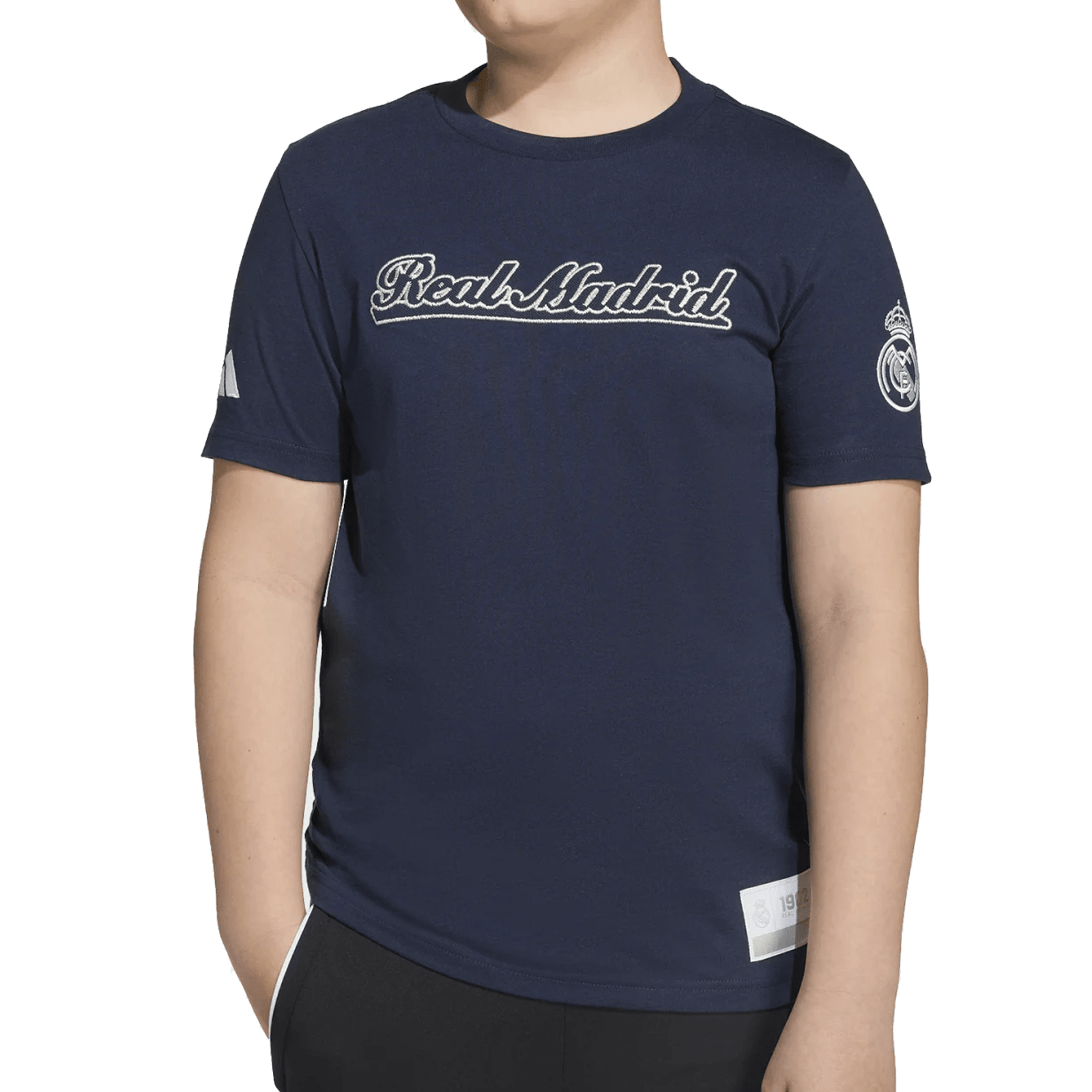 adidas Youth Real Madrid 25/26 Lettering T-Shirt (Legend Ink/White) | SoccerWearhouse