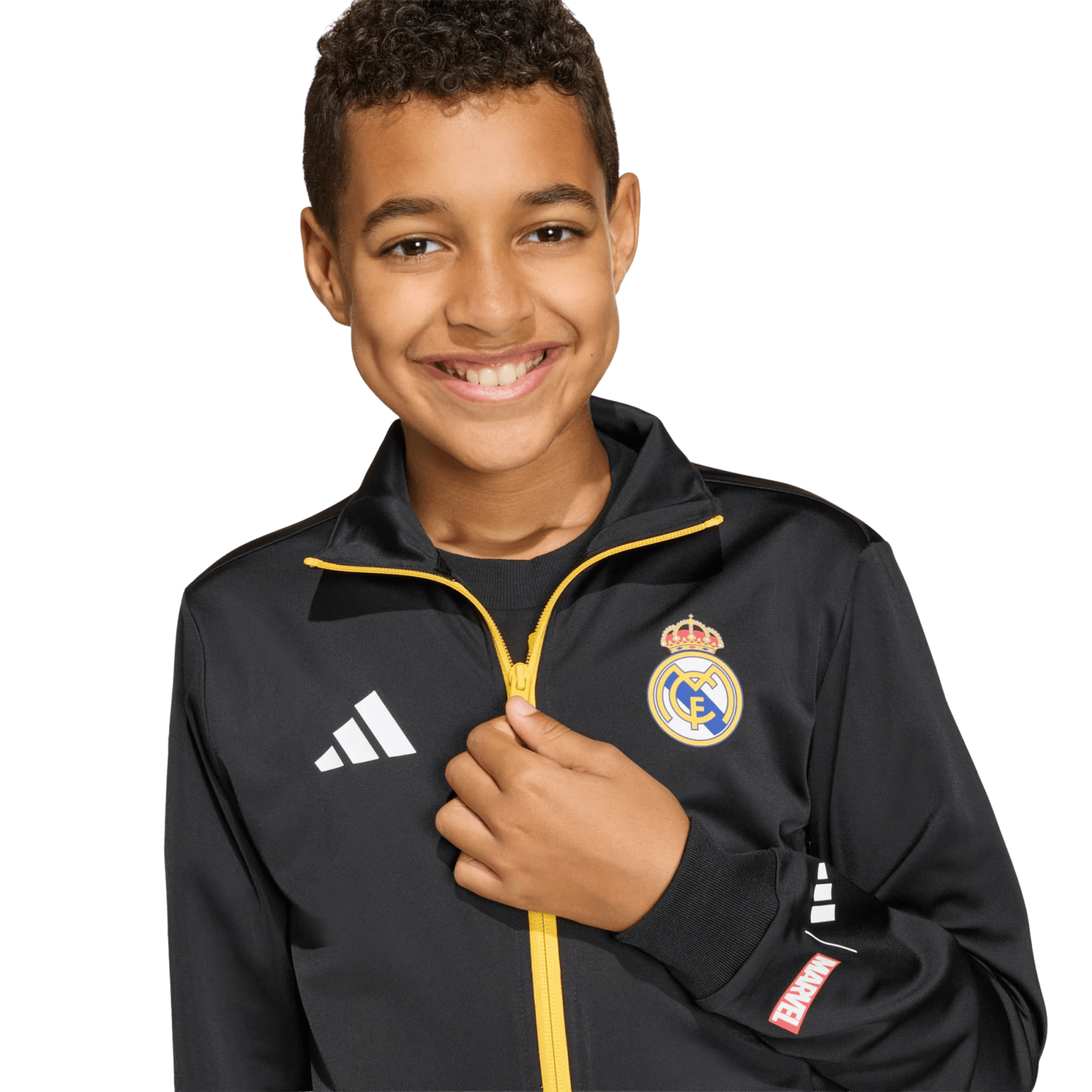 adidas Youth Real Madrid Avengers Track Top Jacket 25/26 (Black) | SoccerWearhouse