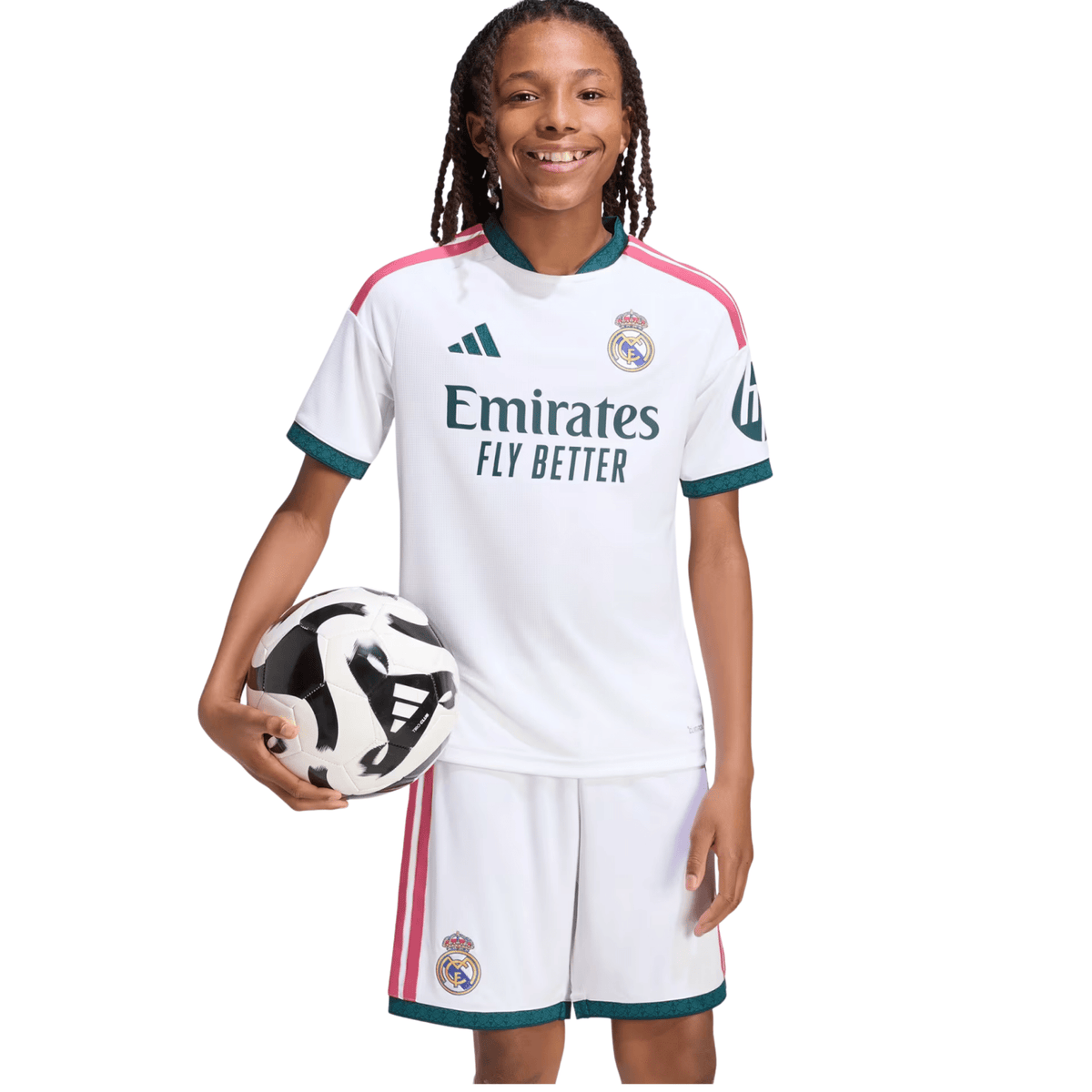 adidas Youth Real Madrid Home Soccer Jersey 26/27 (White) | SoccerWearhouse