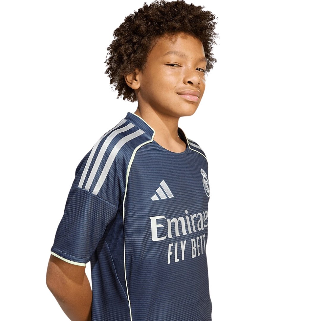 adidas Youth Real Madrid Kylian Mbappe Away Jersey 25/26 (Legend Ink) | SoccerWearhouse