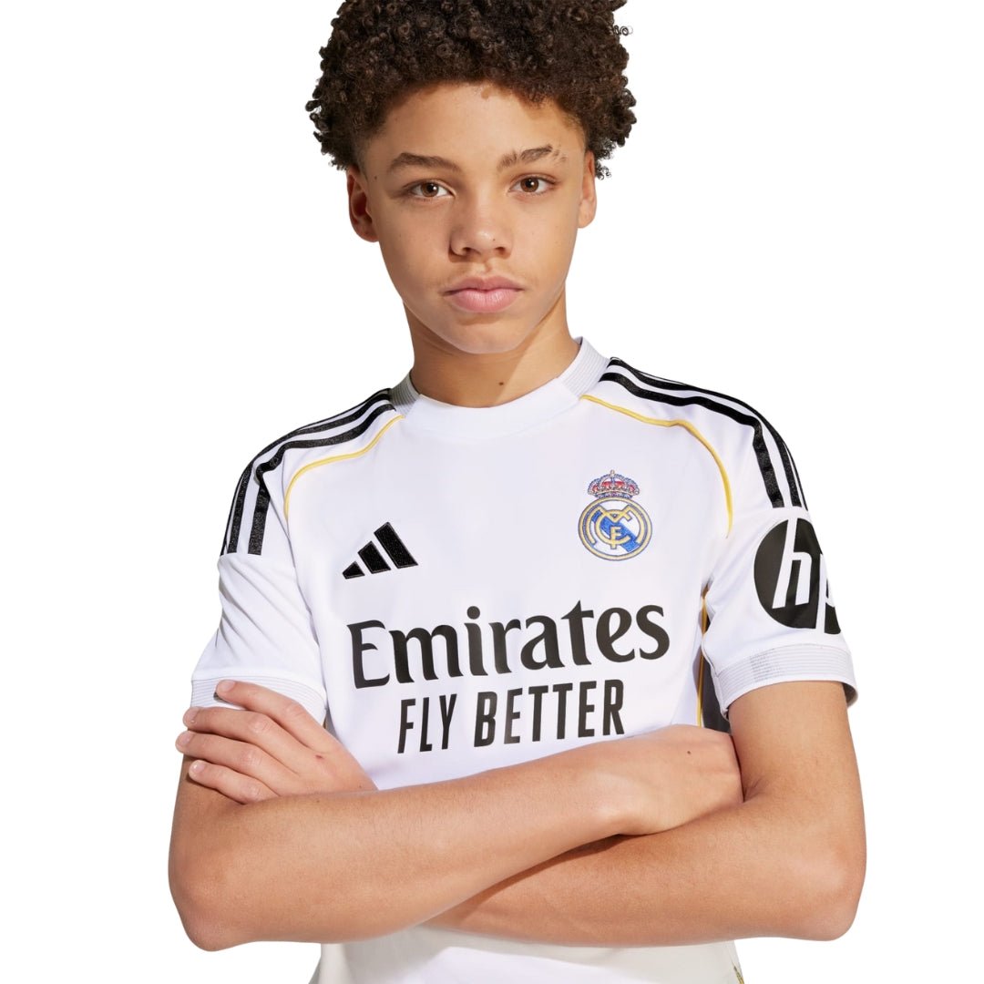 adidas Youth Real Madrid Vini Jr. Home Jersey 25/26 (White) | SoccerWearhouse