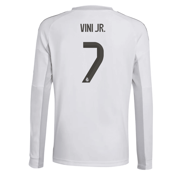 adidas Youth Real Madrid Vini Jr. Long Sleeve Home Jersey 25/26 (White