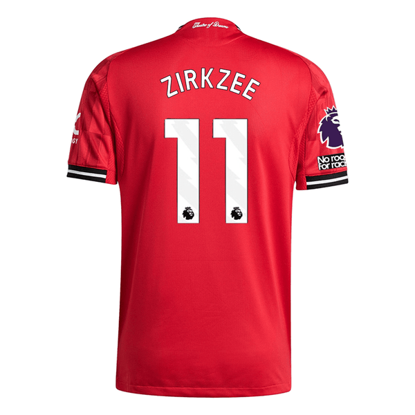 adidas Zirkzee Men's Manchester United Authentic Home Jersey 25/26 w/