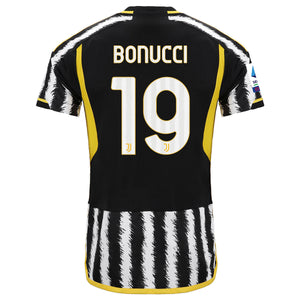 adidas Bonucci Juventus Home Authentic Jersey 23/24 w/ Serie A Patch (Black/White)