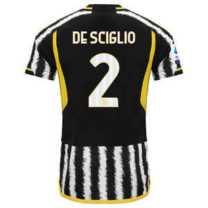 adidas De Sciglio Juventus Home Authentic Jersey 23/24 w/ Serie A Patch (Black/White)