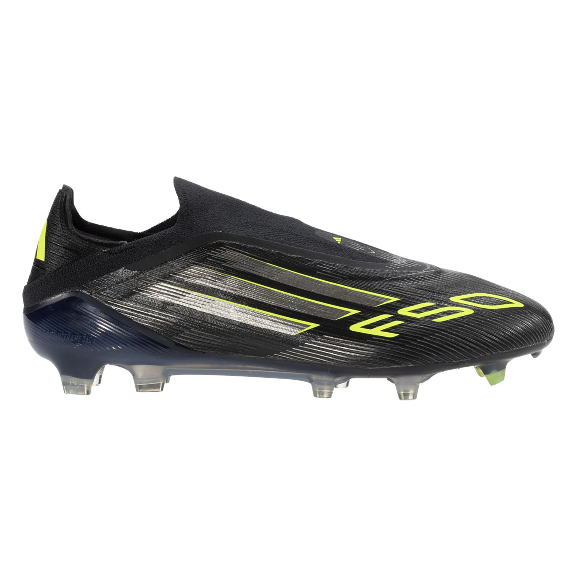 adidas F50 Elite Laceless Firm Ground Soccer Cleats (Black/Iron Metallic/Lucid Lemon)