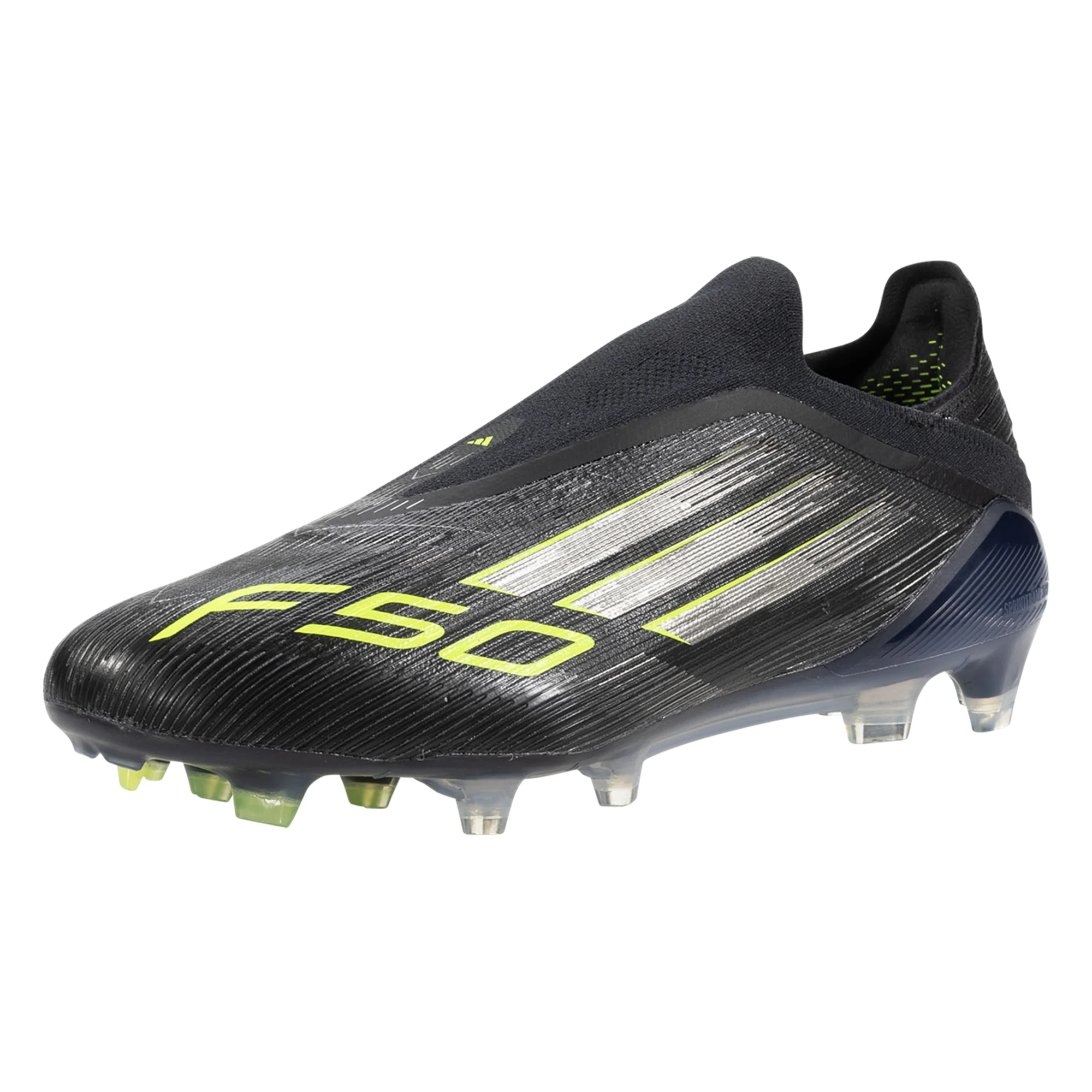 adidas F50 Elite Laceless Firm Ground Soccer Cleats (Black/Iron Metallic/Lucid Lemon)