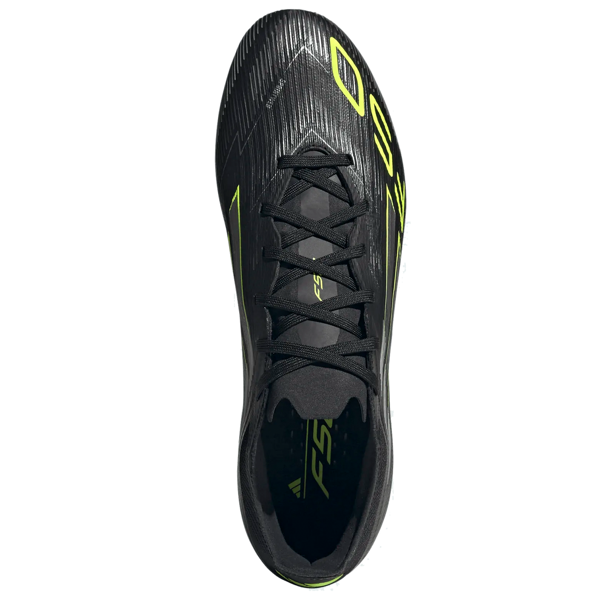Adidas F50 Pro Firm Ground Cleats (Black/Iron Metallic/Lucid Lemon)