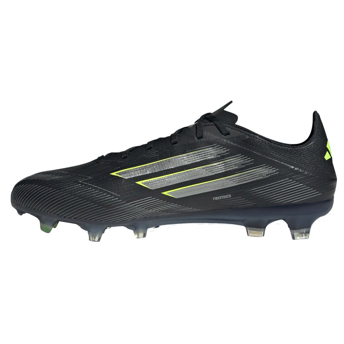 Adidas F50 Pro Firm Ground Cleats (Black/Iron Metallic/Lucid Lemon)