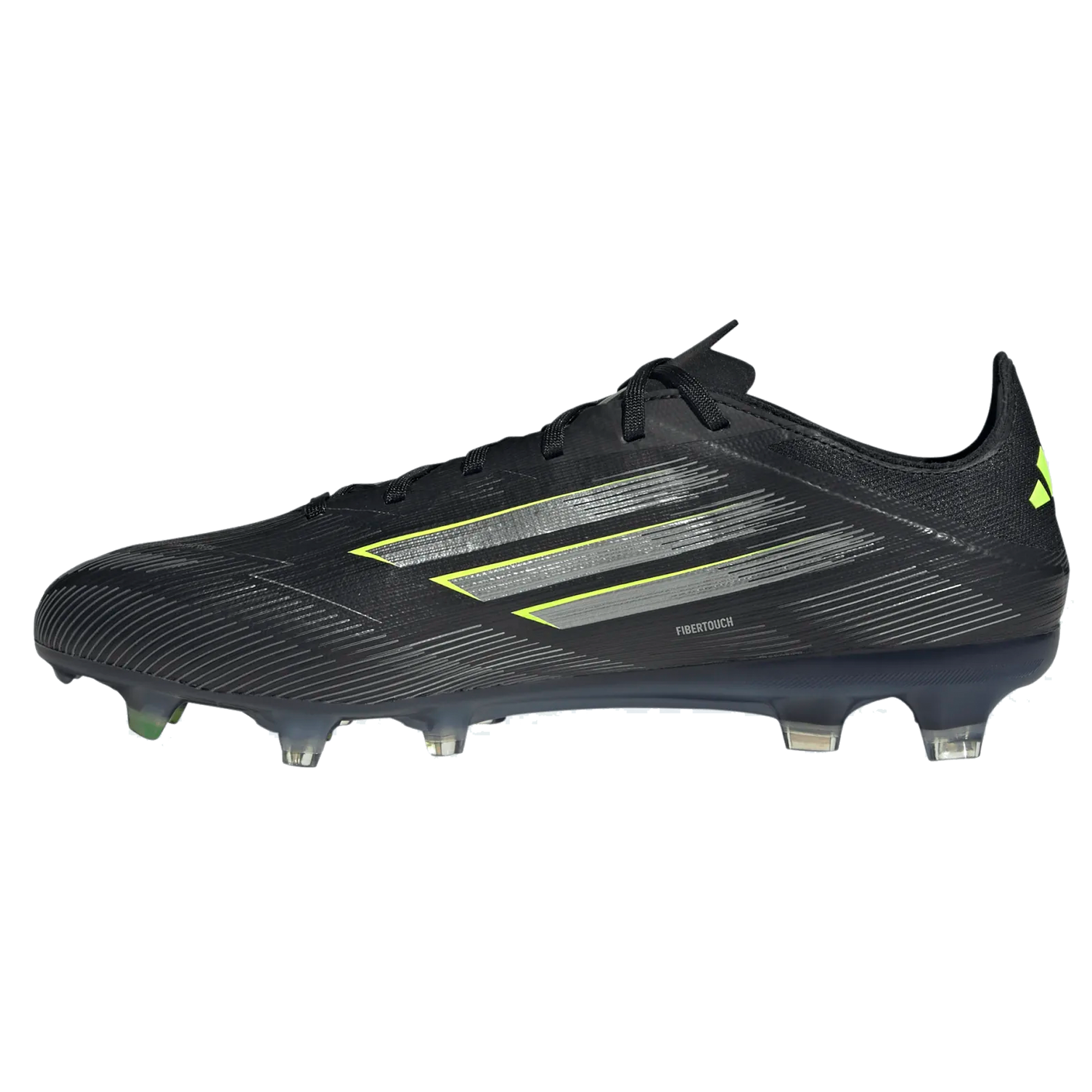 Adidas F50 Pro Firm Ground Cleats (Black/Iron Metallic/Lucid Lemon)