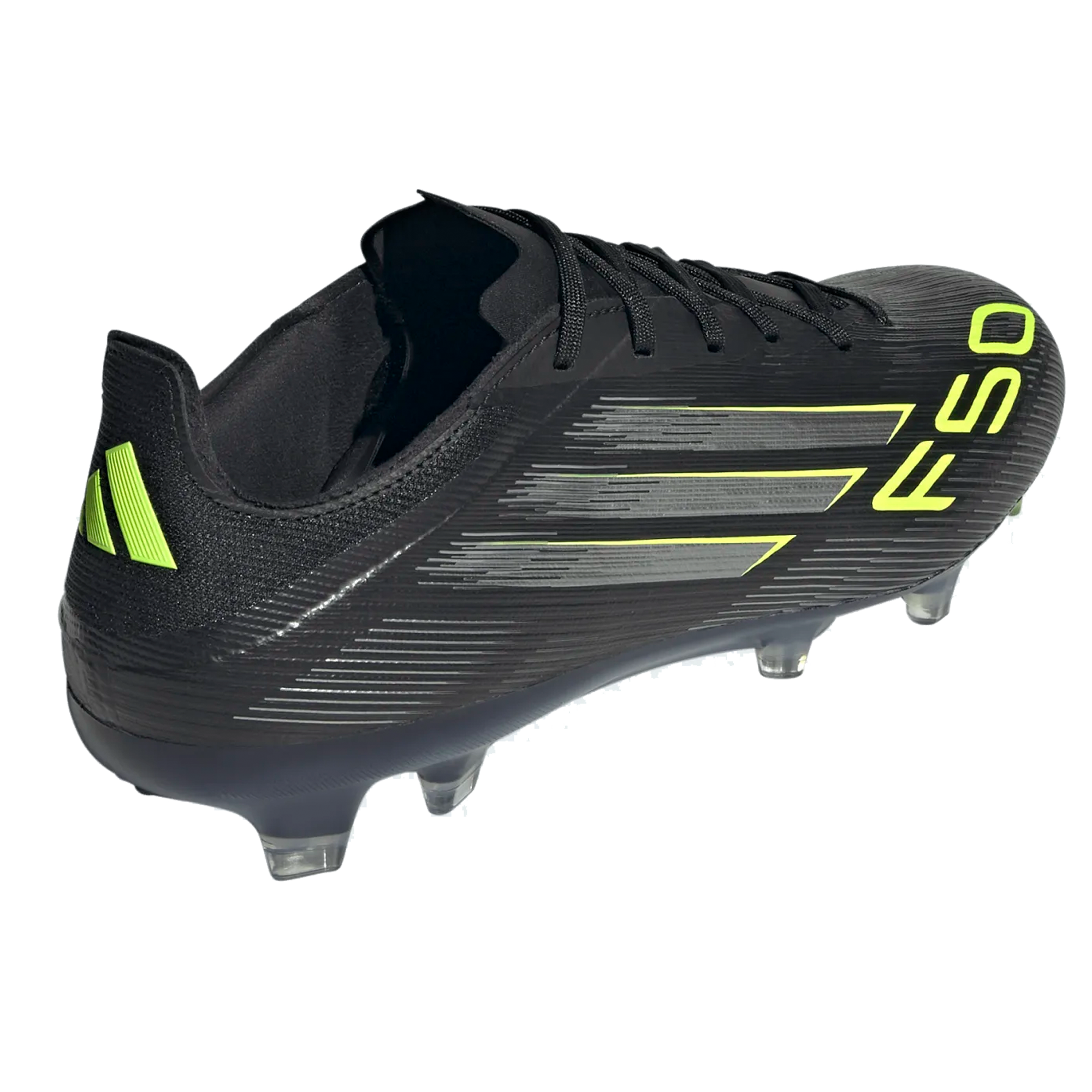 Adidas F50 Pro Firm Ground Cleats (Black/Iron Metallic/Lucid Lemon)