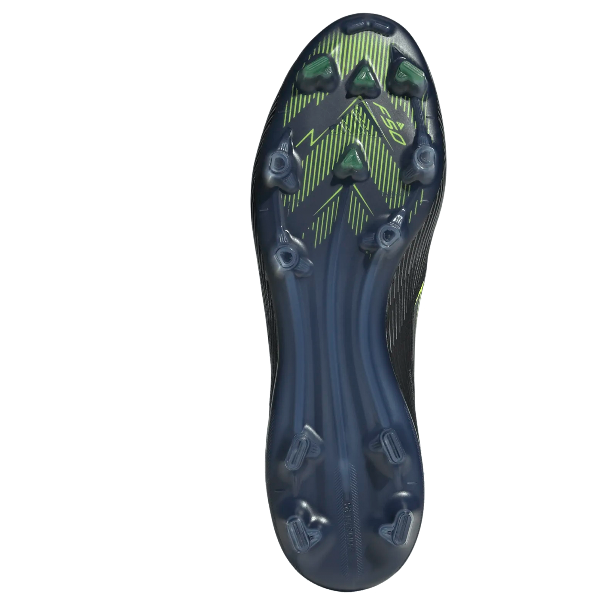 Adidas F50 Pro Firm Ground Cleats (Black/Iron Metallic/Lucid Lemon)