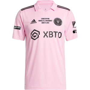 adidas Authentic Inter Miami Lionel Messi Home Jersey 22/23 w/ Leagues Cup Final + Match Details (True Pink/Black)