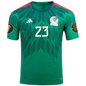 adidas Mexico Jesús Gallardo Authentic Home Jersey w/ Gold Cup Patches 22/23 (Vivid Green)