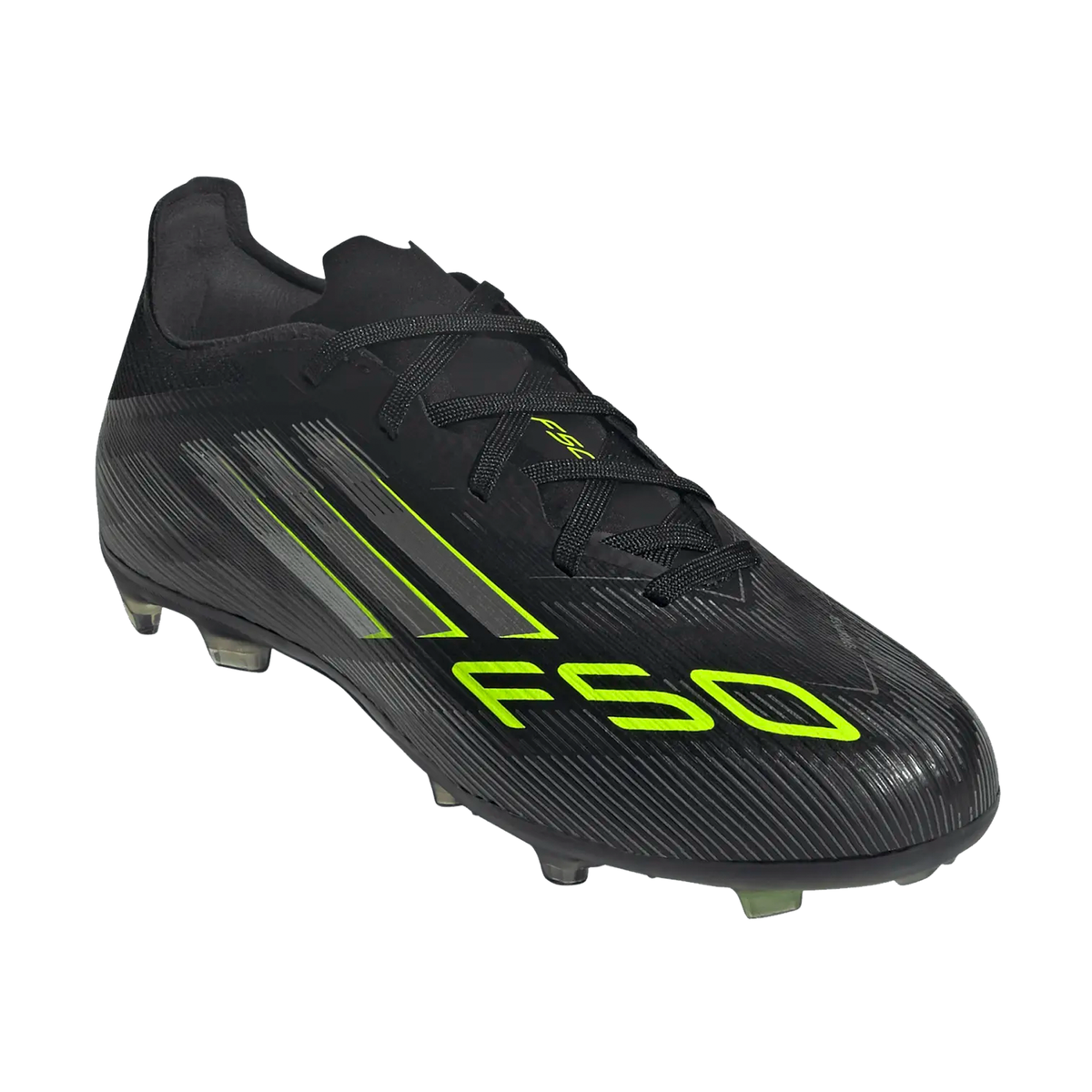 Adidas Jr. F50 Elite Firm Ground Soccer Cleats (Black/Iron Metallic/Lucid Lemon)