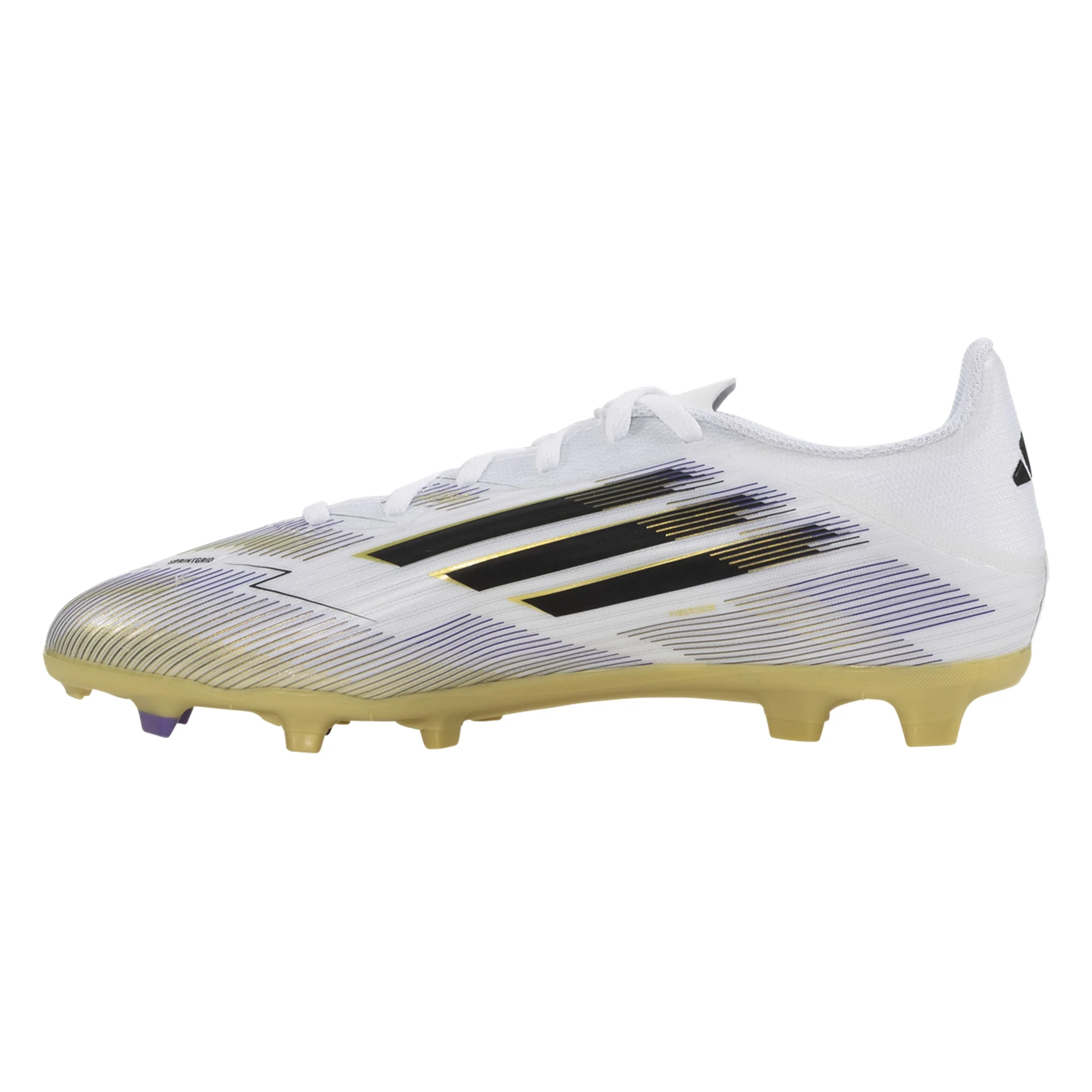 adidas F50 League Firm Ground Multi Ground Junior Soccer Cleats (White/Black/Gold Metallic)