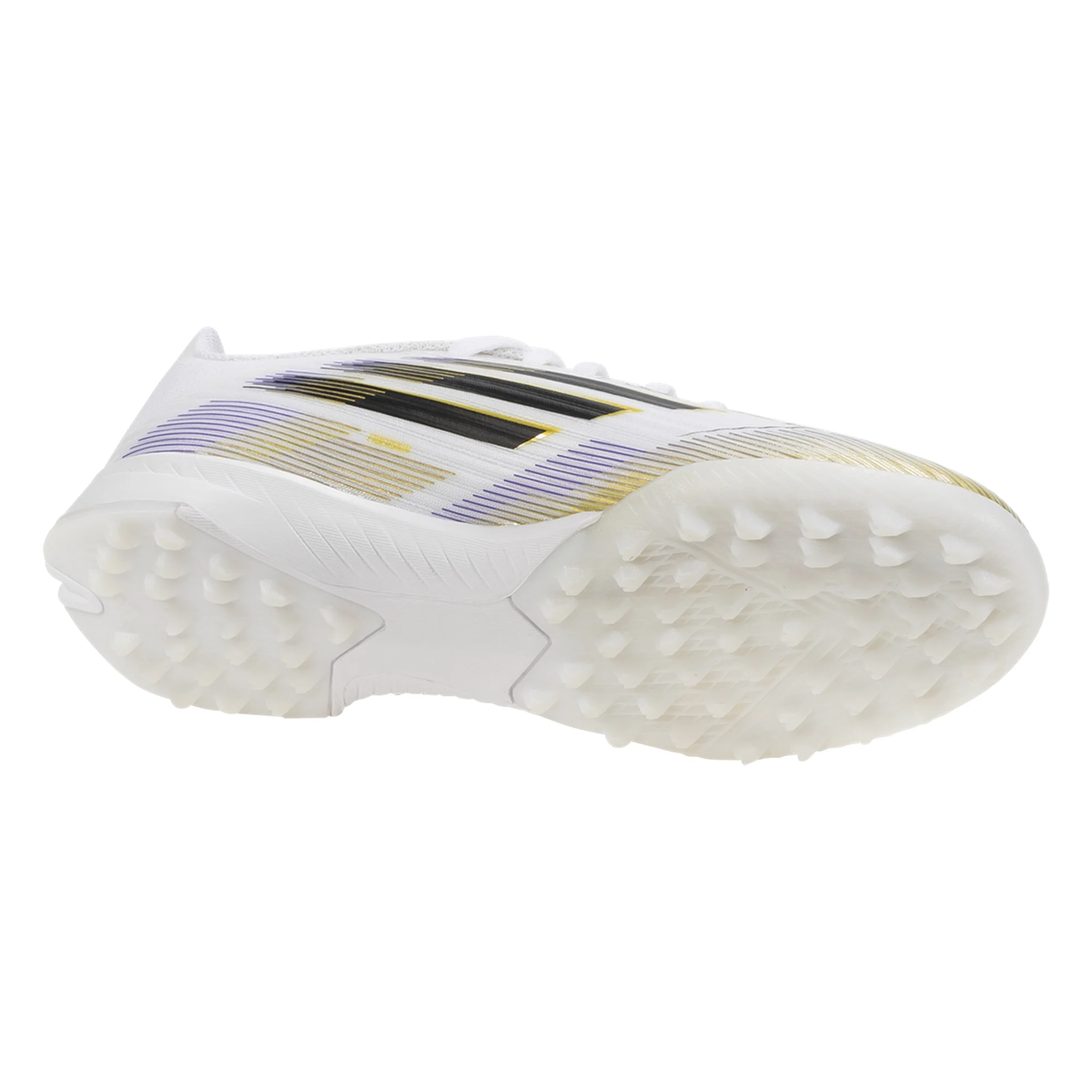 adidas Youth F50 League Turf Soccer Shoes (White/Black/Gold Metallic)