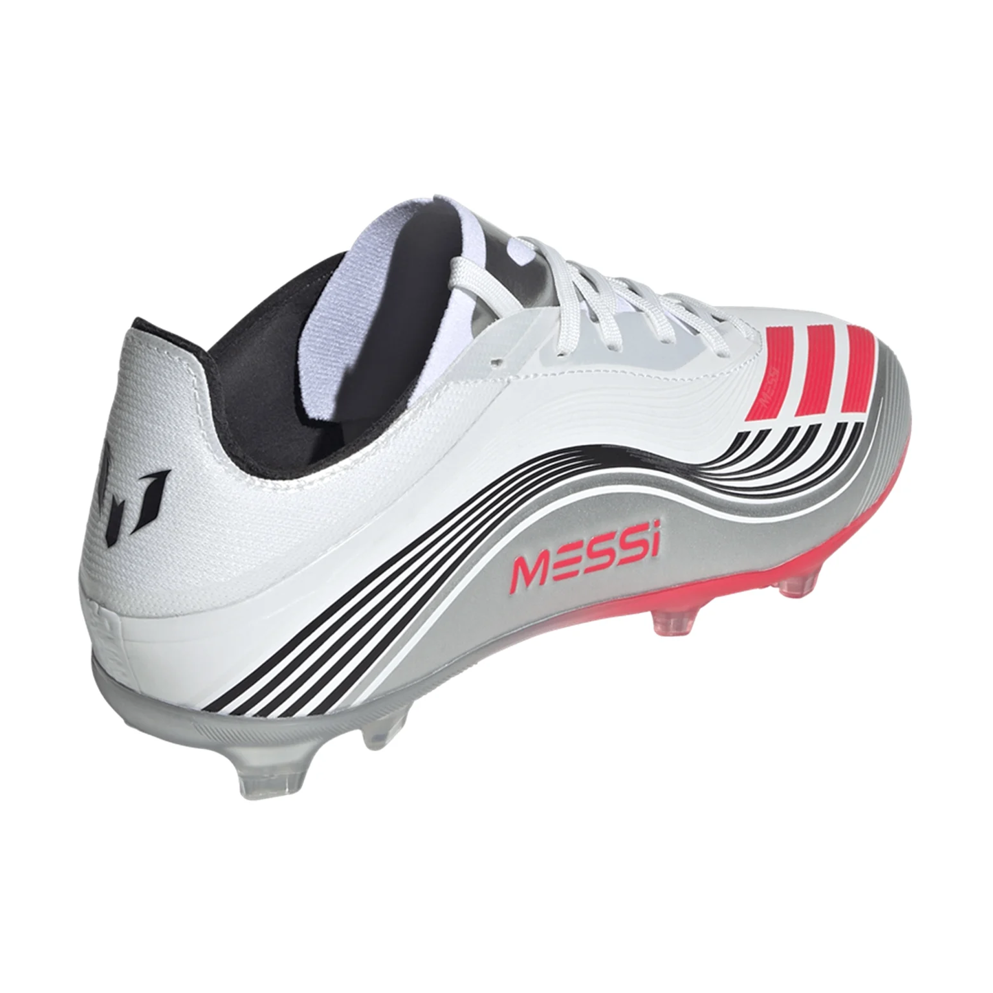 adidas F50 Messi Elite Firm Ground Junior Cleats (White/Lucid Red/Silver Metallic)