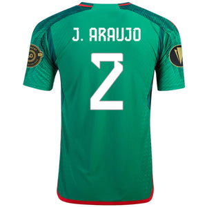 adidas Mexico Julian Araujo Authentic Home Jersey w/ Gold Cup Patches 22/23 (Vivid Green)