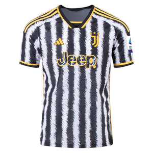 adidas Kostic Juventus Home Authentic Jersey 23/24 w/ Serie A Patch (Black/White)