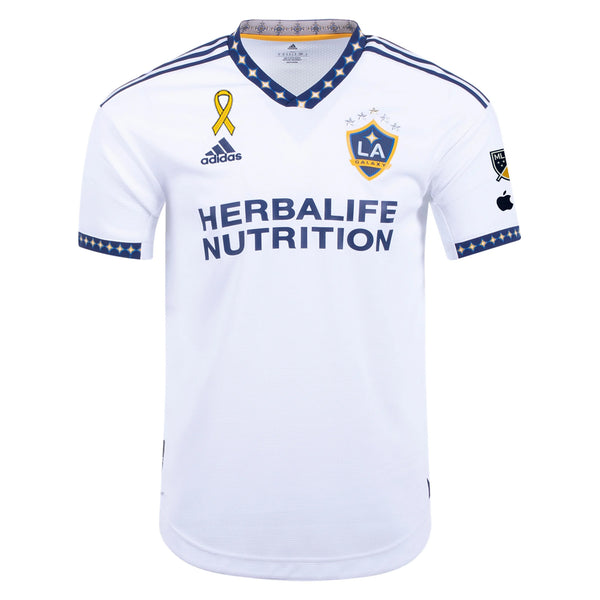 Adidas La Galaxy Home Authentic Jersey 22/23 w/ MLS + Apple + Childhood Cancer Awareness Patch (White) Size XXL