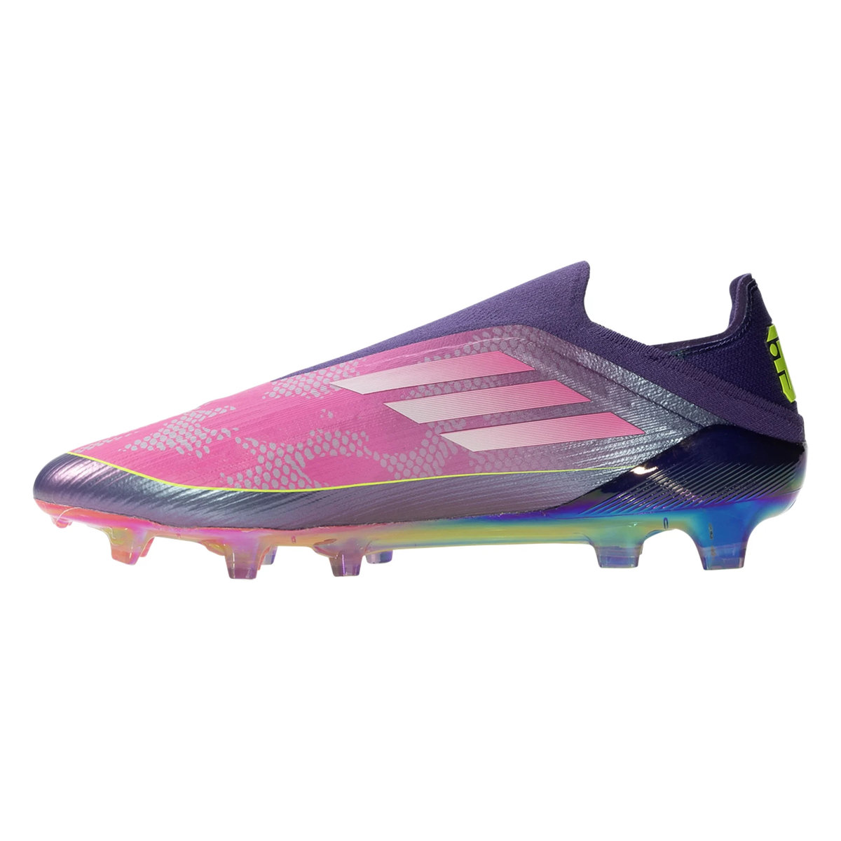 adidas Lamine Yamal F50 Elite Laceless Firm Ground Soccer Cleats (Purple/Lucid Lemon)