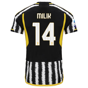 adidas Milik Juventus Home Authentic Jersey 23/24 w/ Serie A Patch (Black/White)