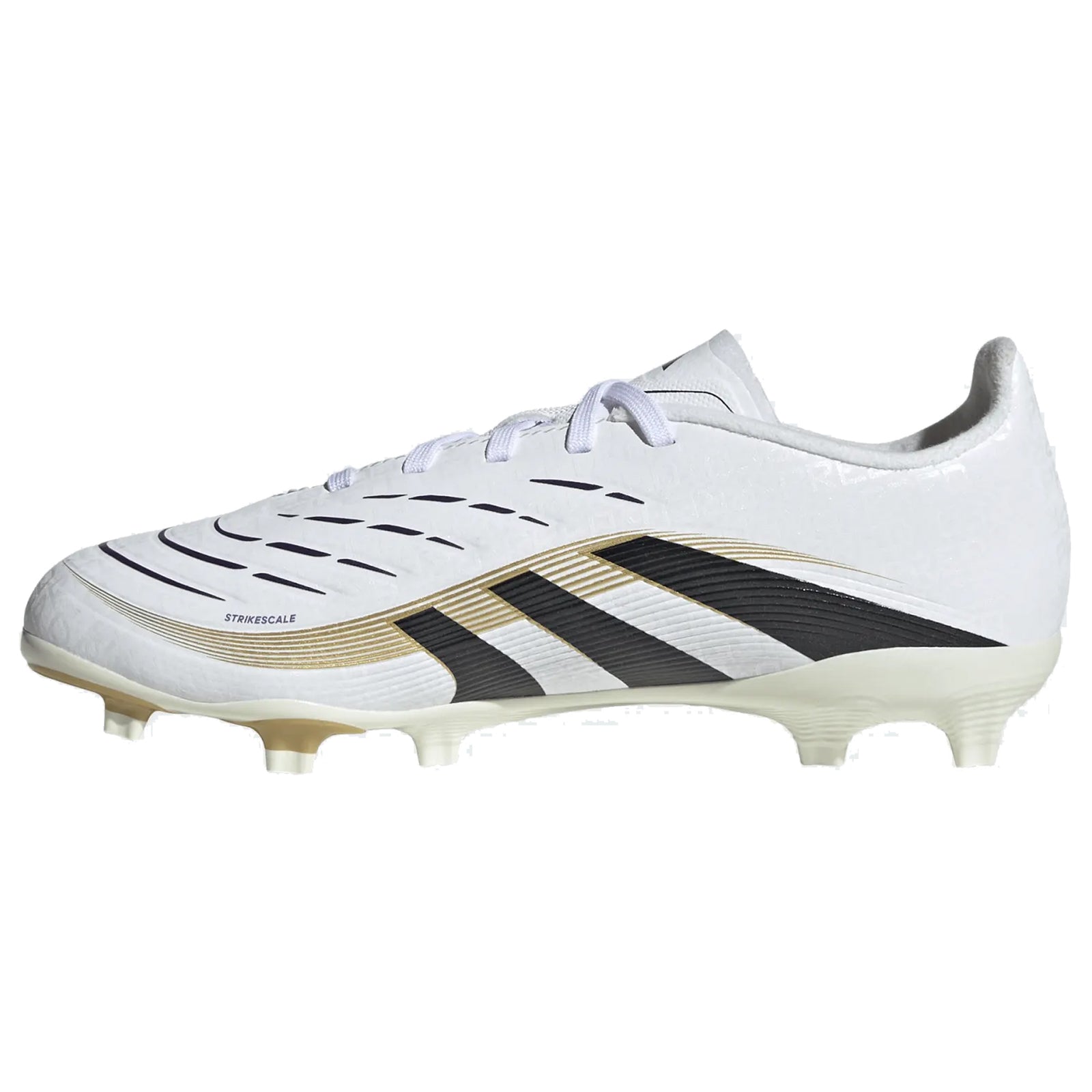 adidas Youth Jr. Predator League FG/MG Junior Soccer Cleats (White/Black/Gold Metallic)