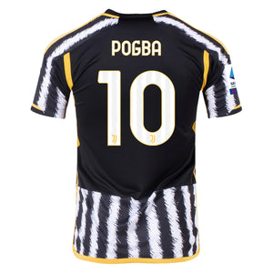 adidas Pogba Juventus Home Authentic Jersey 23/24 w/ Serie A Patch (Black/White)