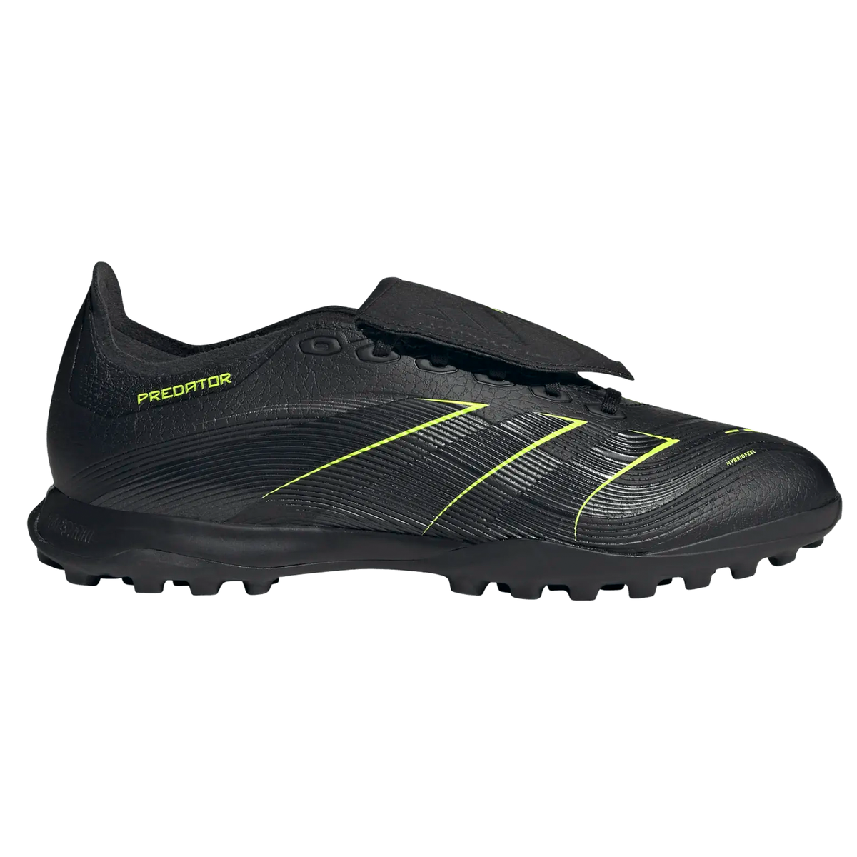 adidas Predator League Turf Firm Ground Soccer Cleats (Black/Iron Metallic/Lucid Lemon)