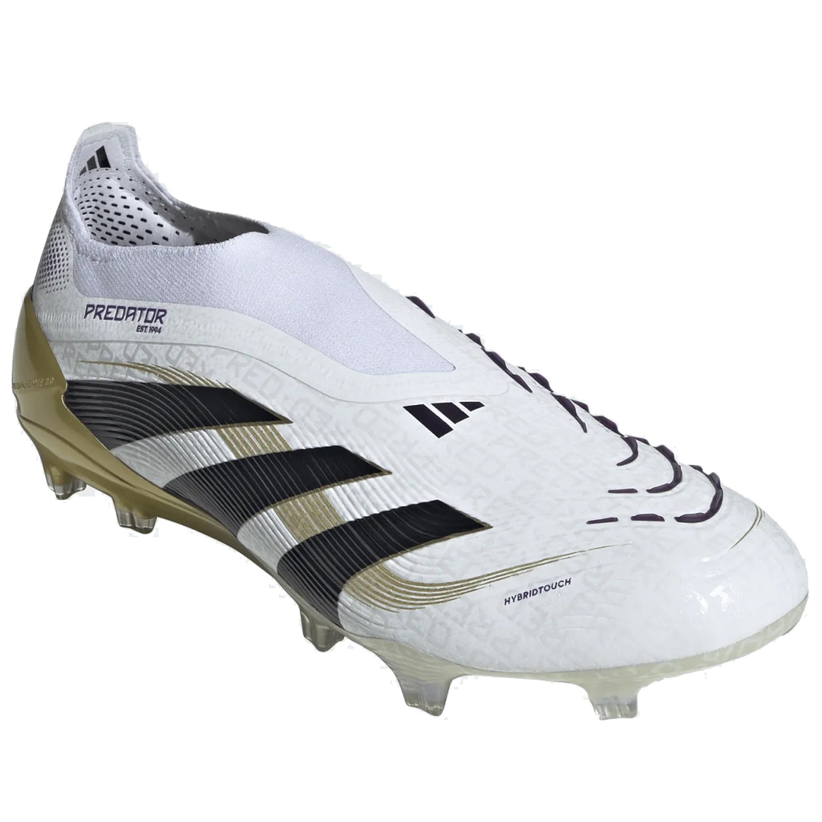 adidas Predator Elite Laceless Firm Ground Soccer Cleats (White/Black/Gold Metallic)