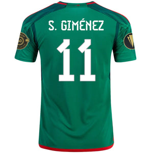 adidas Mexico Santi Gimenez Stadium Home Jersey w/ Gold Cup Patches 22/23 (Vivid Green)