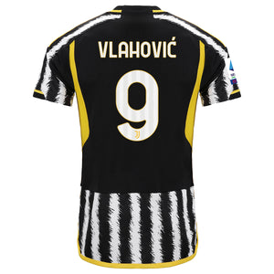 adidas Vlahovic Juventus Home Jersey w/ Serie A Patch 23/24 (Black/White)