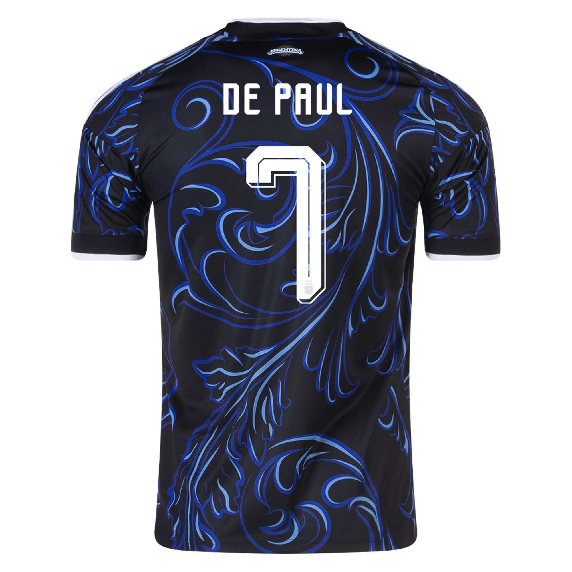 adidas Men's Argentina Rodrigo De Paul Away Stadium Jersey 2026 (Black/Blue)